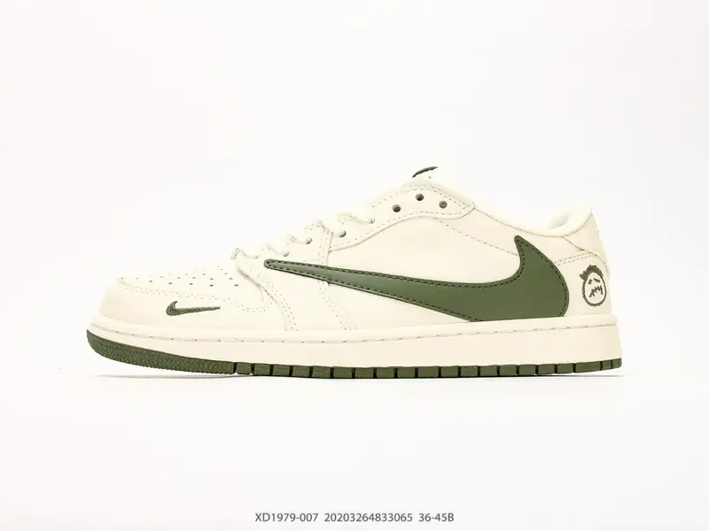 AIR JORDAN 1 HI ZOOM AIR TS倒钩低帮 米白橄榄绿 经典低帮版型，奶白撞橄榄绿，温柔复古感拉满 侧方 XD1979-007 #20203264833065